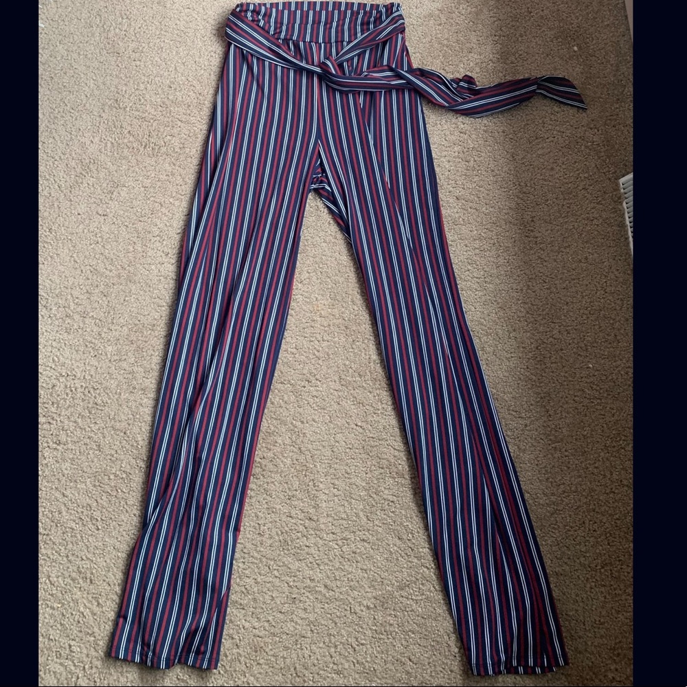 Wide leg tie waist pants